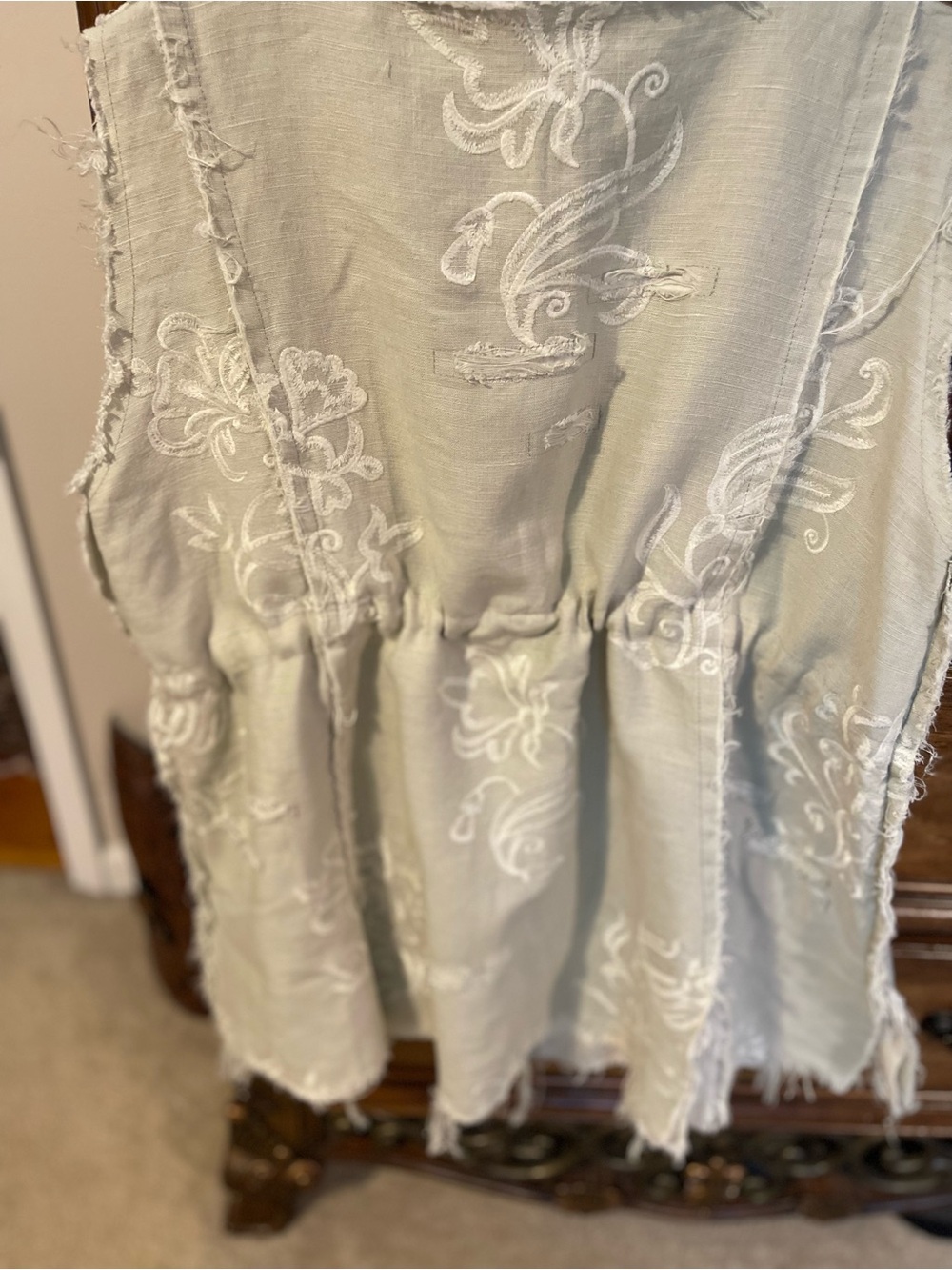Light Gray Embroidered Button-Front Tunic Vest - Picture 6 of 6